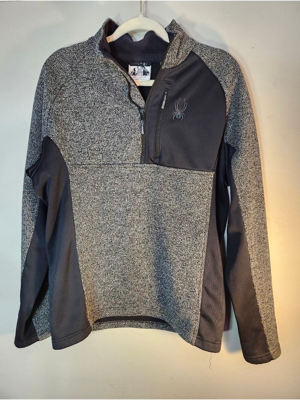 Spyder Men's Black and White Quarter-Zip Fleece Pullover